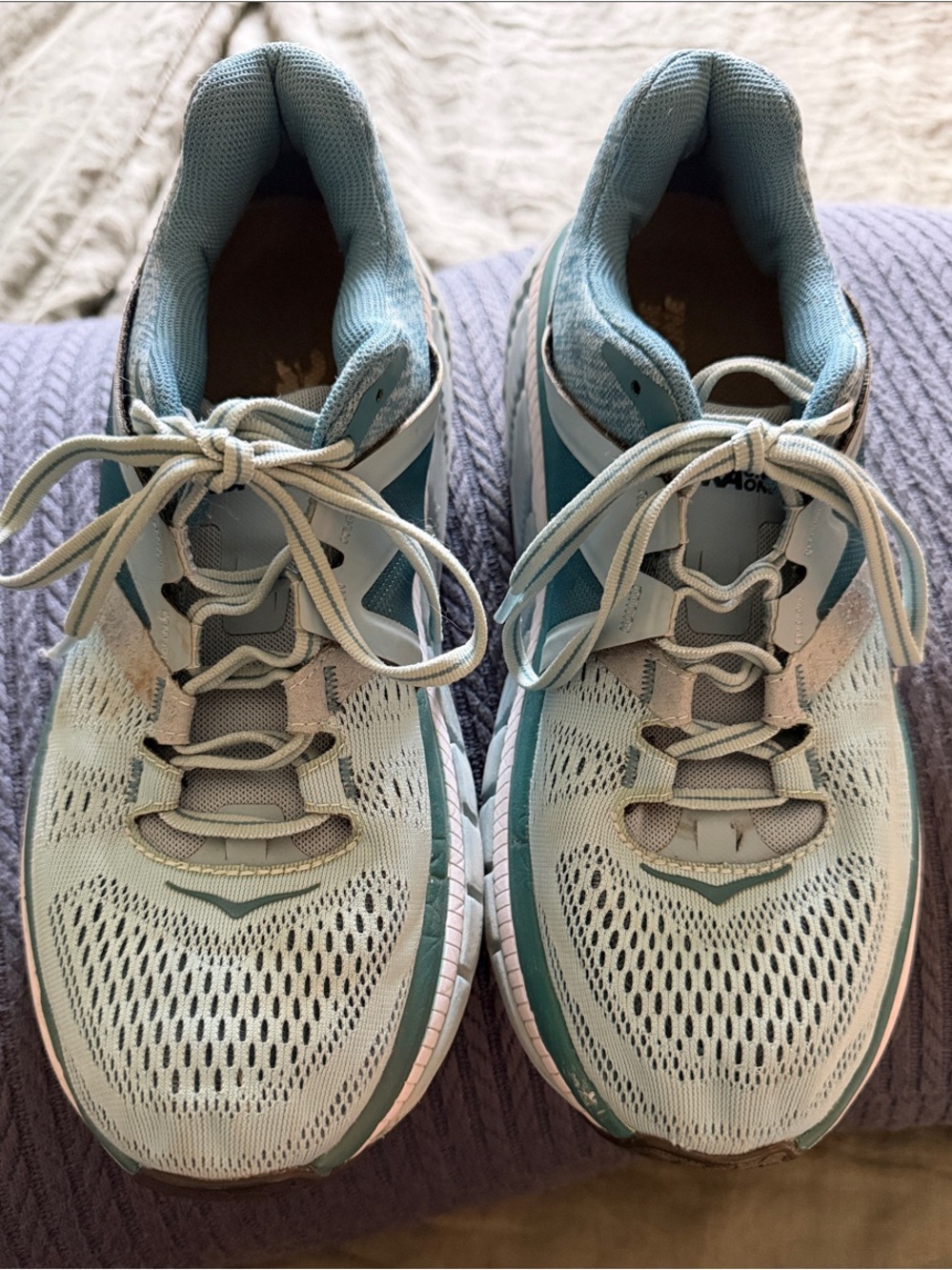 Light Blue/Green HOKA One/One Running Sneakers